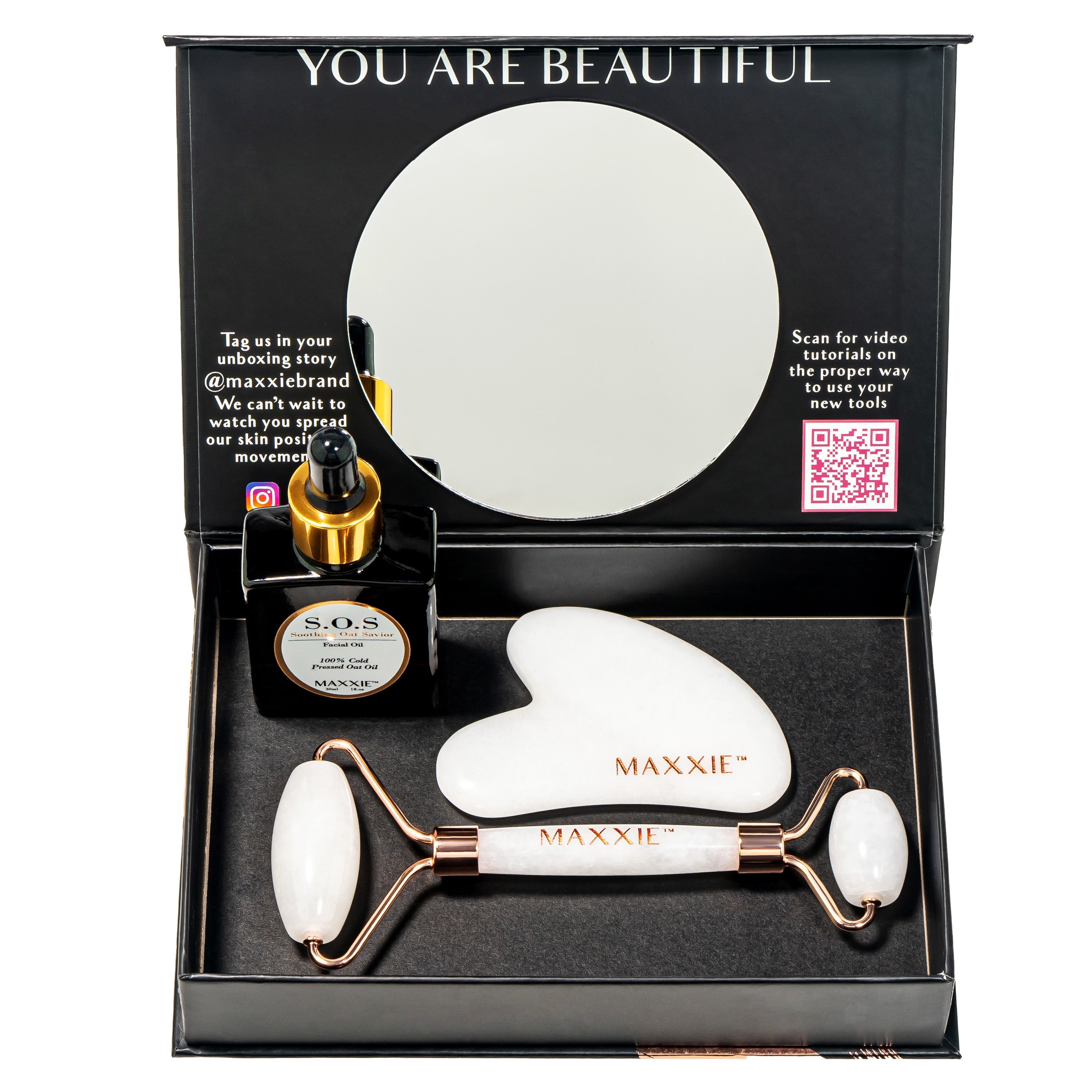 Luxury White Jade Set and S.O.S Facial Oil Bundle